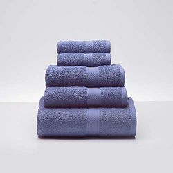 Sancarlos Aquarium- Set di asciugamani 5 pezzi, 100% cotone morbido, densità 450 g/m2, colore blu marino