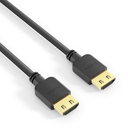 PureLink PI0500 Cabo de conexão HDMI de alta velocidade (4K UltraHD (2160p), Ethernet, 18 Gbps), HDMI-A macho para HDMI-A macho, certificado, sem halogéneos, ultra plano, 0,30 m, preto