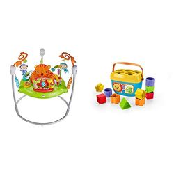 Fisher-Price Saltador animalitos de la selva, para bebé +1 año (Mattel CHM91) + - Bloques Infantiles, Juguete Bloques Construcción para Bebé +6 Meses (Mattel FFC84)