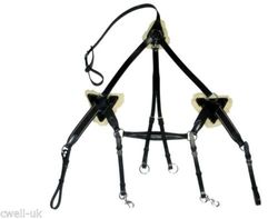 Cwell Equine NEW 5 POINT BREASTPLATE QUALITY LEATHER & Pressure PADS X FULL/FULL/COB/PONY (BLACK, X-LARGE)