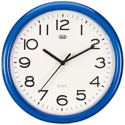 Trevi OM 3301 Relógio de parede silencioso de 25,5 cm de diâmetro com máquinas de quartzo, cor azul