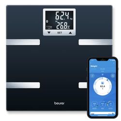 Beurer BF 720 diagnoseweegschaal met Bluetooth(R)-verbinding met de smartphone-app, bepaling van lichaamsgewicht, lichaamsvet, spiermassa en caloriebehoefte AMR/BMR
