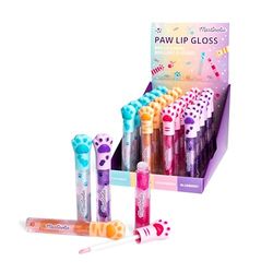 MARTINELIA - Gloss Zampa di gatto per bambini - Lip Gloss Aromatizzato per ragazza - Trucco per bambini non tossico - Modello Casuale Noce di cocco, Pesca, Fragola e mirtillo - 1 unità