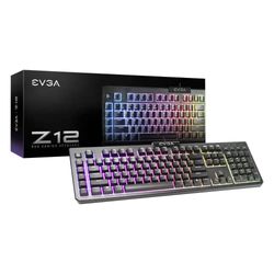 EVGA Z12 RGB Gaming Keyboard, RGB Backlit LED, 5 Programmable Macro Keys, Dedicated Media Keys, Water Resistant, US Layout 834-W0-12US-KR