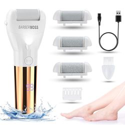 BarberBoss Lima Eléctrica para Pies, Removedor de Callos y Piel Dura, Quita Piel Muerta, Eléctrico para Pies, Kit Completo de Pedicura Profesional QR-5082