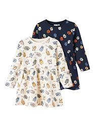 NAME IT Girl's NMFTINE 2P sweat Dress BRU klänning, Buttercream, 104, Buttercreme, 104 cm