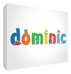 Little Helper Panel Decorativo Bebé/Bautizo Idea de Regalo, Diseño de Dibujo Personalizada con Nombre Para Adolescente Dominic 10.5 x 14.8 x 2 cm multicolor