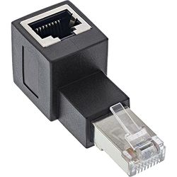 InLine - Adaptador RJ45 (Cat. 6A, RJ45, Macho a Hembra, ángulo de 90°)