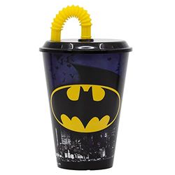 Stor Vaso Infantil Reutilizable con Tapa y Pajita de 430 ml de Batman