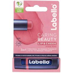 Labello Cuidado de la belleza Lip & Cheek Nude Pink 4.8g Lippen- und Wangenstick mit einer rosafarbenen Note, getönter Lippenbalsam und Blush Stick 2in1, feuchtkeitsspendender Lip Balm mit LSF 30