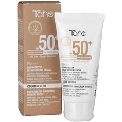 Tahe Bioprotector solar mineral facial neutro (sin color) 0% filtros químicos y conservantes, FPS 50+, 50 ml