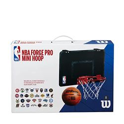 Wilson Minicanestro da basket NBA FORGE PRO MINI HOOP, Con Adesivi di tutte le Squadre, Dimensioni tabellone 46 x 28, Nero