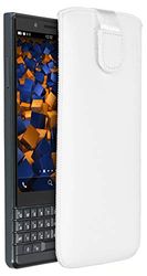 mumbi äkta läderfodral kompatibel med BlackBerry KEY2 LE skal läder väska Case Wallet, vit