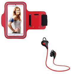 Sport Set voor Samsung Galaxy A10 Smartphone (Bluetooth Sport-koptelefoon + manchetten) Running T6 (rood)