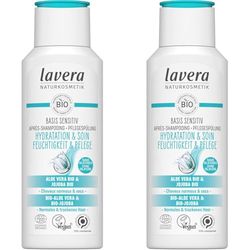 lavera basis sensitiv Après-Shampooing Hydratation & Soin - sans silicone - Hydratation intense & soin douceur - vegan - cosmétiques naturels - 200 ml (Lot de 2)
