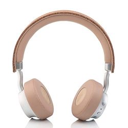 hër On-Ear Bluetooth Stereo Headphones Wireless with Adjustable Headband and Microphone with Carry Case and 3.5 mm Jack Cable Beige/Nude