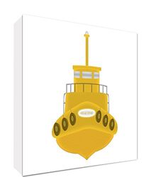 Feel Good Art canvas op frame met front solide in Style D illustratie moderne boot remordwars geel/wit 10,5 x 14,8 x 2 cm klein