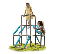 BIG Kraxxl The Tower, Estructura Infantil Escalada Aire Libre, 184 Piezas, hasta 100 kg, Torre 3 Niveles, Sistema de Clic, 140 x 140 x 140 cm, A Partir de 3 años (800055700), Color Gris