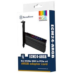 SilverStone Technology SST-ECM24-ARGB - Scheda di espansione PCI-E SuperSpeed, PCI Express x4 a M.2 (NVMe SSD NGFF), dissipatore di Calore in Alluminio + Cuscinetto Termico, Design ARGB LED