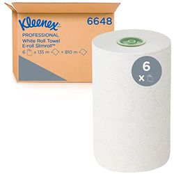 Kleenex Slimroll ręczniki papierowe na rolkach 6648 – ręczniki papierowe w rolce e-roll – 6 x 135 m białe ręczniki papierowe (łącznie 810 m)