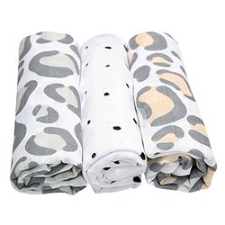 Mother hood Burp Cloths Premium Cloth Nappies, Muslin Nappies, Set of 3, Oeko-Tex Standard 100, 100% Natural Cotton, 70 x 80 cm (Leo Apricot)