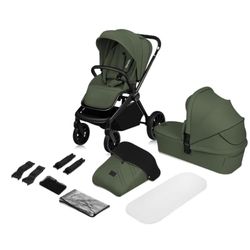 LIONELO MIKA PLUS 2-i-1-buggy 0–48 månader till 22 kg babybadkar upp till 9 kg, justerbart ryggstöd och fötter, AiryDots, dämpning, 360° vridbara PU-hjul, XXL skydd