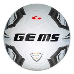 GEMS UN07-0310 Olimpico Academy Pallone da Calcio, Calcetto, Calciotto, Futsal, Bianco/Nero Taglia 4