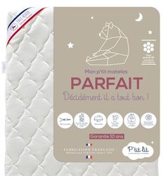 P'tit Lit - Perfect baby-/kindermatras - 70x140 cm - 2 zijden: Ultra Ademend in de Zomer/Warm en knus in de winter - Anti-mijt - Afneembare hoes - Oeko Tex® - Gemaakt in Frankrijk - Ep. 10 cm