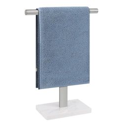 BathAce Hand Towel Holder, T-Shape Hand Towel Stand for Bathroom with Marble Base, 304 Stainless Steel Stand Hand Towel Rack Free-Standing Towel Bar for Bathroom Kitchen Countertop (16 in, Brushed)