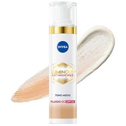 NIVEA Luminous 630 Antimanchas Fluido CC SPF30 3-EN-1 (1 x 40 ml), CC cream con triple acción, protector solar facial con color, tono medio