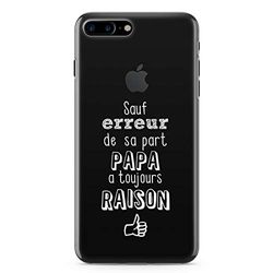 Zokko Beschermhoes voor iPhone 7/7 Plus, behalve fouten, Papa Altijd Grand, maat iPhone 7, zacht, transparant, witte inkt.