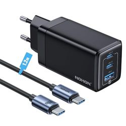 NOHON USB-C Charger Fast Charger: 65W Gan Handy 3-Ports PD3.0 met 140W Type C 1.2m oplaadkabel | PPS compatibel met iPad Pro Air Galaxy S | Voor iPhone 14 13 12 plus mini per max