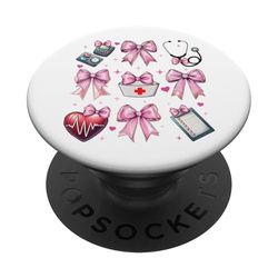 Coquette Bow Cardiac Nurse CVICU UCI CICU Enfermería de cardiología PopSockets PopGrip Adhesivo