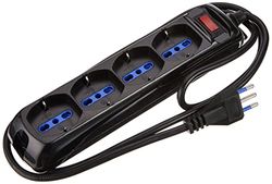 Eco-Line Extensão com interruptor, 4 tomadas pretas, 1,4 m, H05VV-F3G1,0 *IT*, com fusível de 10 A