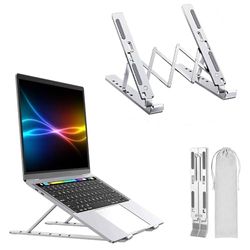 K-MART Soporte Ajustable para computadora portátil, 6 ángulos, Soporte para portátil con ventilación de Aire, Compatible con MacBook Air, Pro, DELL de 10 a 15.6 Pulgadas (Plateado Mejorado)