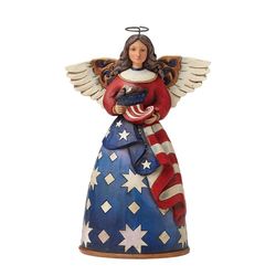 Jim Shore Heartwood Creek patriotyczny anioł w flagowej sukience kamienna figurka z żywicy, 15 cm