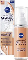 NIVEA Hyaluron Cellular Filler 3 en 1 - Maquillaje de cuidado, oscuro (30 ml), base hidratante con hialurón facial para una tez más uniforme