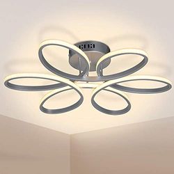 BAKAJI Lampadario Plafoniera LED Forma Fiore in Metallo Satinato Luce 2580Lm Bianco Caldo 3000K 48W Risparmio Energetico Lampada Soffitto Design Moderno Dimensione 60 x 14 cm