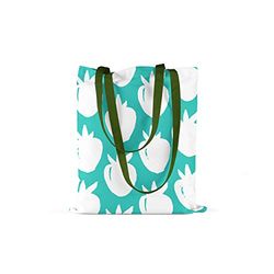 Bonamaison Printed Tote Bag, Reusable Grocery Bag, Shopping Bag, Machine Washable, Foldable, Canvas Cloth Bag with Green Handles, Size: 34x40 Cm