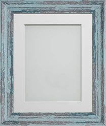 Frame Company Lynton Rustic Blue Photo Frame with White Mount, 8x6 for 5x3 inch, fitted with perspex