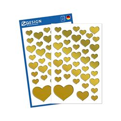 Avery Zweckform 4400 Pegatina Decorativa, 114 Pegatinas, color corazones dorado