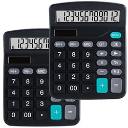 Mnixy 1 Calculatrice de Bureau Standard à 12 Chiffres Double Puissance (Solaire et Batterie) Calculatrice de Poche avec Gros Boutons, pour Bureau, Maison et école