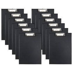 Idena 90294 - Carpeta portapapeles para DIN A4, 12 unidades, formato vertical, portapapeles revestido de PVC en negro, con tapa