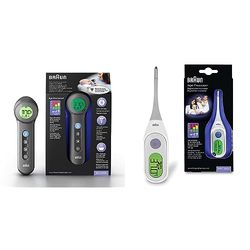 Braun No touch + touch forehead thermometer with Age Precision Technology & Digital StickThermometer with Age Precision, PRT2000