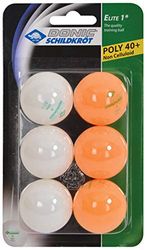 Donic-sköldpadda bordtennisboll 1-stjärna elit, poly 40+ kvalitet, 6 st. i blister, 3 x vit/3 x orange, 608511