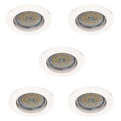 wonderlamp Basic W-E000107 Pack de focos recarregáveis redondos fixos com suporte de lâmpadas, GU10, branco, 8 x 1,5 cm, 5 unidades
