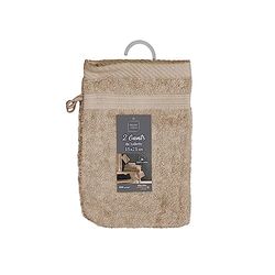 Douceur d'Intérieur 2 washcloths, taupe, 15 x 21 cm