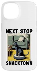 Next Stop Snacktown Robot Vacuum Cleaner Funny Cat Case for iPhone 14