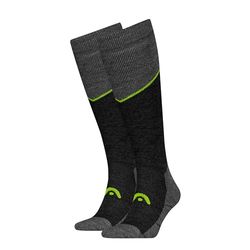 HEAD Ski Beginner Kneehigh Calzini, Grigio Melange/Lime, 43-46 (Pacco da 2) Unisex-Adulto