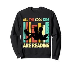 All The Cool Kids Are Reading Libro Lectura Retro Vintage Sudadera